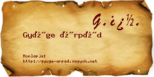 Gyüge Árpád névjegykártya