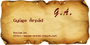Gyüge Árpád névjegykártya